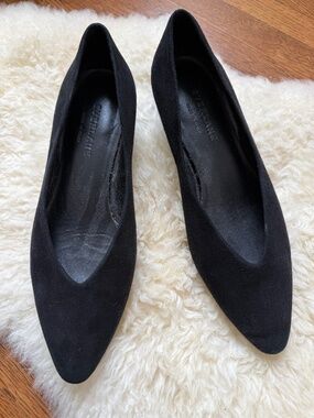 Everlane Black Suede Pointed Toe Block Heel Pumps